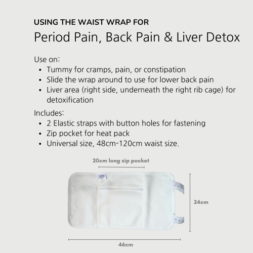 3 Piece Waist & Knee Wraps Organic Cotton Castor Oil Pack - Reusable Detox Compress Kit For Natural Toxin Removal-4