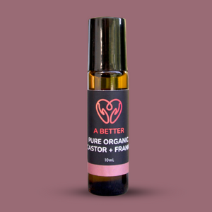 Pure Organic Castor Oil and Frankincense Roll-On 10mL - Amber Glass Bottle Stainless Steel Roller-0