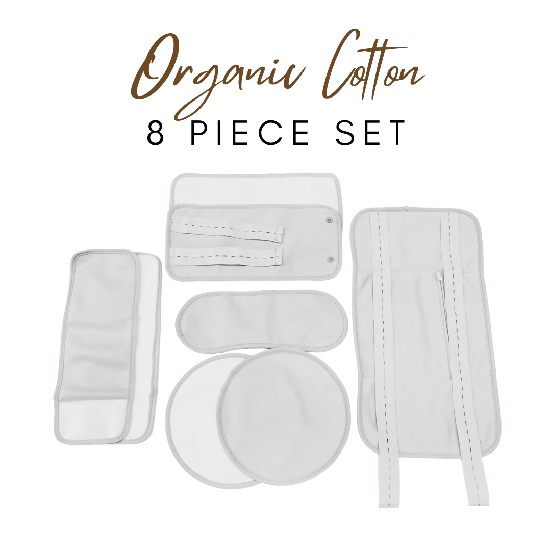 8 Piece Organic Cotton Castor Oil Wraps Pack - White-0