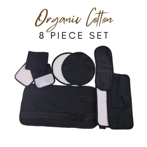 8 Piece Organic Cotton Castor Oil Wraps Pack - Black-0